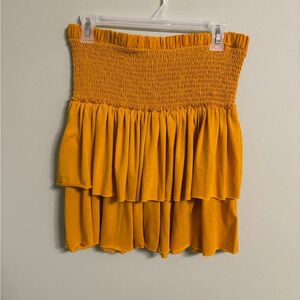 Saturday Sunday Anthropologie Mustard Tiered Ruffle Bailee Skirt Size Medium